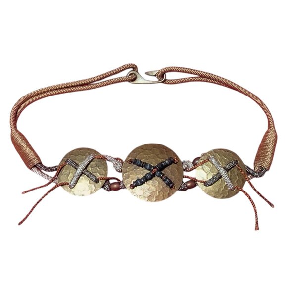 Statement Belt Boho Metal Round Woven Rope Dopamine Dressing Bead Wearable‎ Art main image 5